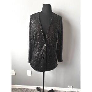 Melrose and Market Black‎ Sequin Blazer Party Sparkly Jacket Top XXS